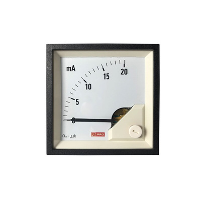 RS PRO Analogue Panel Ammeter 20 (Input)mA DC, 68mm x 68mm, 1 % Moving Coil