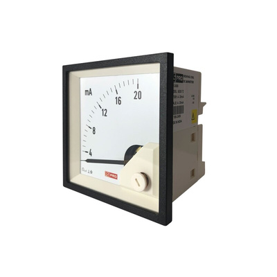 RS PRO Analogue Panel Ammeter 20 (Input)mA DC, 68mm x 68mm, 1 % Moving Coil