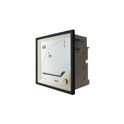 RS PRO Analogue Panel Ammeter 1 (Input)mA DC, 92mm x 92mm, 1 % Moving Coil