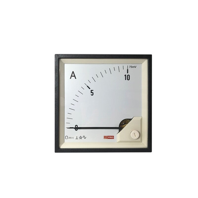 RS PRO Analogue Panel Ammeter 0/10A For Shunt 75mV DC, 92mm x 92mm, 1 % Moving Coil