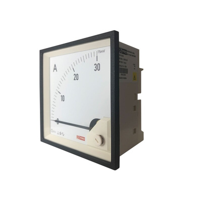 RS PRO Analogue Panel Ammeter 0/30A For Shunt 75mV DC, 92mm x 92mm, 1 % Moving Coil
