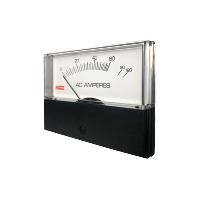 RS PRO Analogue Panel Ammeter 10 (Input) A, 120 (Scale) A AC, 76mm x 74mm, ±1.5 %