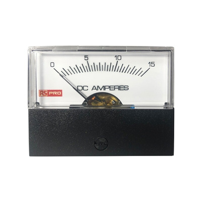 RS PRO Analogue Panel Ammeter 15 (Input)A DC, 57mm x 44mm, ±1.5 % Moving Coil