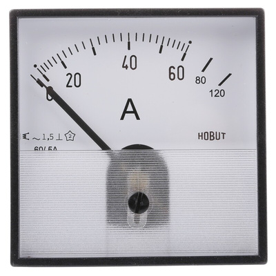 HOBUT Analogue Panel Ammeter 0/60/120A For 60/5A CT AC, 72mm x 72mm Moving Iron