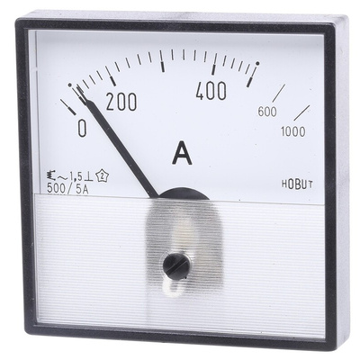 HOBUT Analogue Panel Ammeter 0/500/100A For 500/5A CT AC, 72mm x 72mm Moving Iron