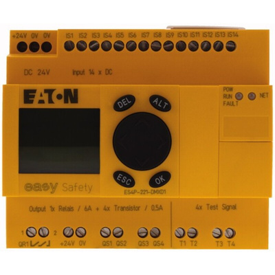 Eaton easySafety Series Safety Controller, 14 Safety Inputs, 9 Safety Outputs, 24 V dc