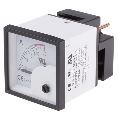 RS PRO Analogue Panel Ammeter 10A AC, 46mm x 46mm, ±1.5 % Moving Iron