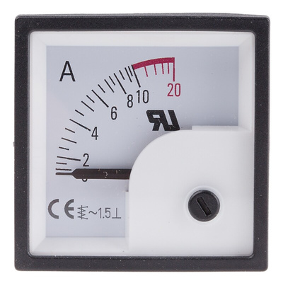 RS PRO Analogue Panel Ammeter 10A AC, 46mm x 46mm, ±1.5 % Moving Iron