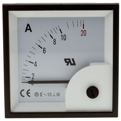 RS PRO Analogue Panel Ammeter 10A AC, 68mm x 68mm, ±1.5 % Moving Iron