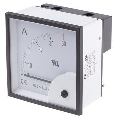 RS PRO Analogue Panel Ammeter 30A AC, 92mm x 92mm, ±1.5 % Moving Iron