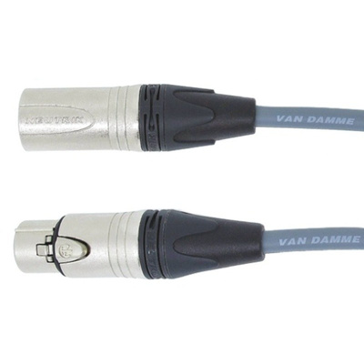 Van Damme XLR Audio Video Cable Assembly 5m Grey Male XLRS to Female XLRS