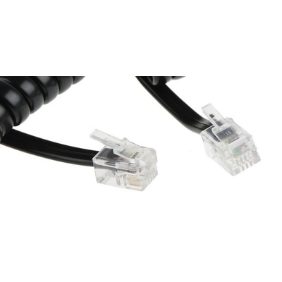 Decelect Forgos Black 1.5m Telephone Extension Cable Male RJ9 to Male RJ9