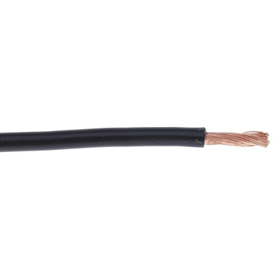 RS PRO Black FLEXIBLE BK Tri-rated Cable, 10 mm² CSA, 600 V, 68 A, 25m