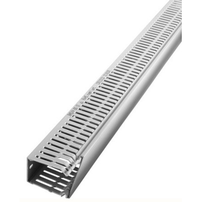 RS PRO Grey Slotted Panel Trunking - Open Slot, W100 mm x D60mm, L2m, PVC