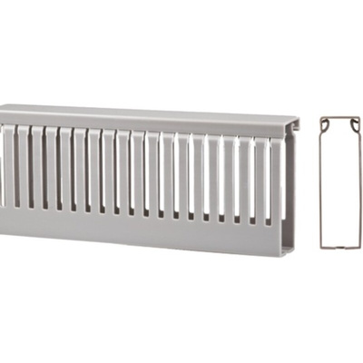 RS PRO Grey Slotted Panel Trunking - Open Slot, W120 mm x D60mm, L2m, PVC
