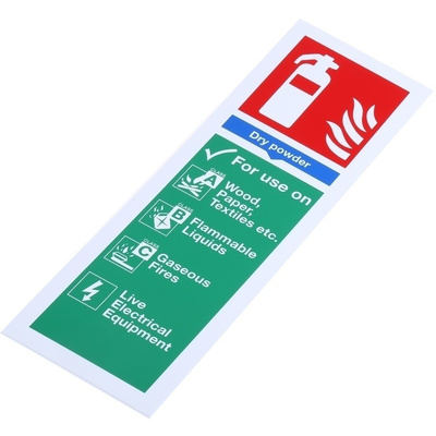 RS PRO Plastic Fire Safety Sign, With English Text Self-Adhesive, 90 x 280mm