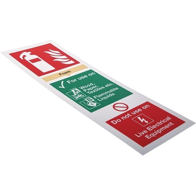 RS PRO Plastic Fire Safety Sign, Fire Safety Sign With English Text, 90 x 280mm