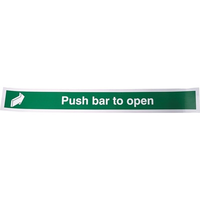 RS PRO Tactile Sign: Access Push Bar to Open. English Text, Self-Adhesive Vinyl, 600 x 75mm