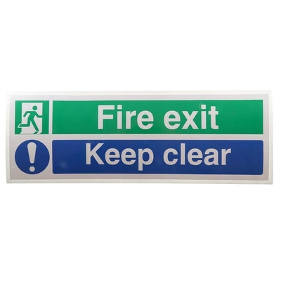 RS PRO Vinyl Fire Safety Sign, Fire Exit Right Sign With English Text Self-Adhesive, 450 x 150mm