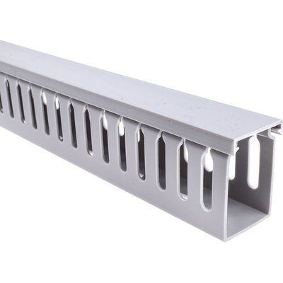 RS PRO Grey Slotted Panel Trunking - Open Slot, W40 mm x D60mm, L1m, PVC
