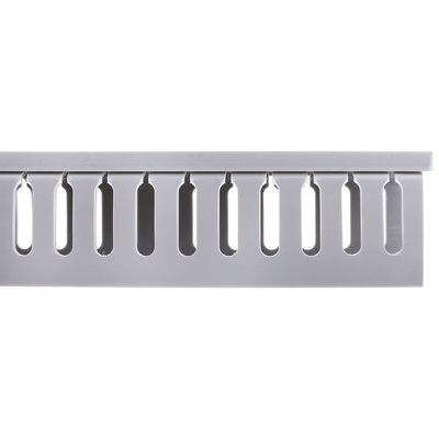 RS PRO Grey Slotted Panel Trunking - Open Slot, W40 mm x D60mm, L1m, PVC
