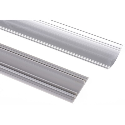RS PRO Grey Floor Trunking - Closed Slot, W70 mm x D16mm, L1m, Aluminium Alloy (Lid), PVC (Base)
