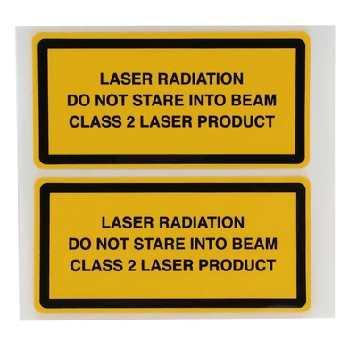 Brady Black/Yellow Vinyl Safety Labels, Laser Radiation Do Not Stare Into Beam Class 2 Laser Product-Text 52 mm x 105mm