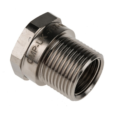 RS PRO Reducer, Conduit Fitting, 20mm Nominal Size, M20 → M16, Brass, Silver
