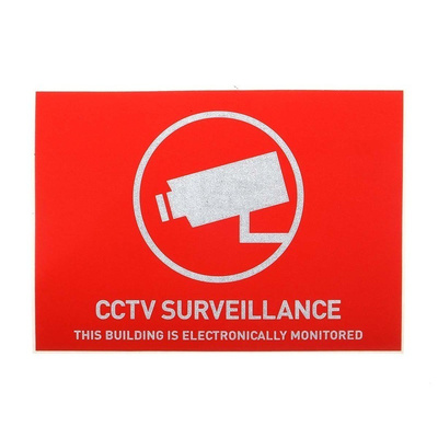 ABUS Red/White Surveillance Sticker, CCTV Surveillance-Text, English, CCTV, 52.5 mm x 74mm