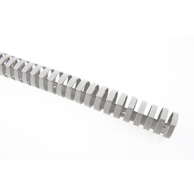 RS PRO Grey Slotted Flexible Panel Trunking - Flexible Slot, W30 mm x D30mm, L0.5m, Polypropylene