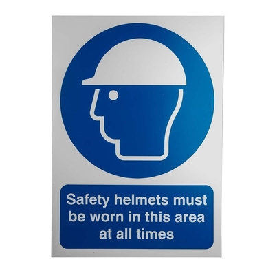 RS PRO PVC Mandatory Head Protection Sign With English Text