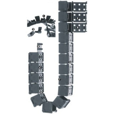 Igus E1.20 Black Cable Chain - Flexible Slot, W15 mm x D20mm, L1m, 28 mm Min. Bend Radius, Plastic