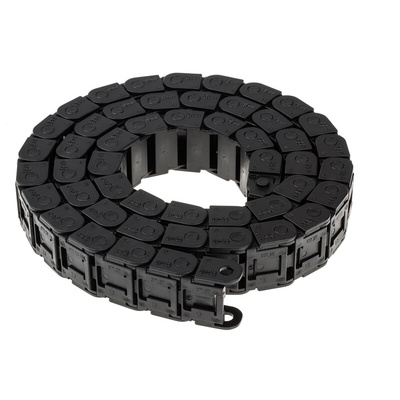 Igus 7, e-chain Black Cable Chain - Flexible Slot, W27 mm x D15mm, L1m, 38 mm Min. Bend Radius, Igumid G