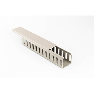 Beta Duct 1046 Grey Slotted Panel Trunking - Open Slot, W25 mm x D50mm, L2m, PVC