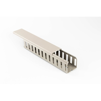 Beta Duct 1046 Grey Slotted Panel Trunking - Open Slot, W37.5 mm x D37.5mm, L2m, PVC