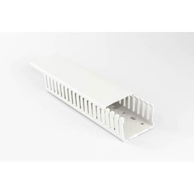 Beta Duct 2047 Light Grey Slotted Panel Trunking - Open Slot, W50 mm x D100mm, L2m, PC/ABS