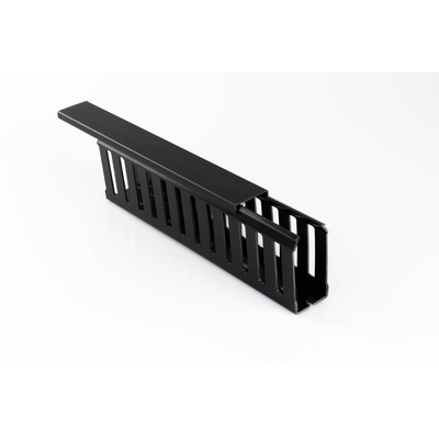 Beta Duct 2345 Black Slotted Panel Trunking - Open Slot, W25 mm x D37.5mm, L2m, Noryl