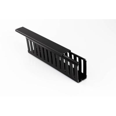 Beta Duct 2345 Black Slotted Panel Trunking - Open Slot, W50 mm x D50mm, L2m, Noryl