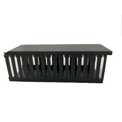RS PRO Black Slotted Panel Trunking - Open Slot, W100 mm x D75mm, L2m, PVC