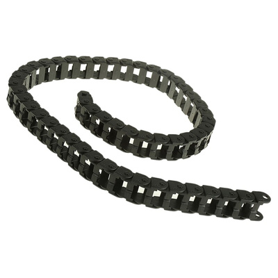 Igus E08, e-chain Black Cable Chain - Flexible Slot, W28.2 mm x D19.3mm, L1m, 38 mm Min. Bend Radius, Igumid NG