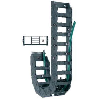 Igus E300, e-chain Black Cable Chain - Flexible Slot, W170 mm x D64mm, L1m, 150 mm Min. Bend Radius, Igumid NB