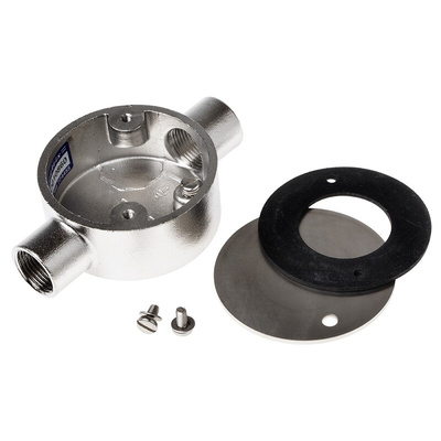 RS PRO Through Box, Conduit Fitting, 20mm Nominal Size, 316 Stainless Steel, Silver