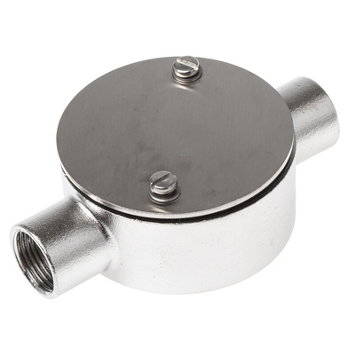 RS PRO Through Box, Conduit Fitting, 20mm Nominal Size, 316 Stainless Steel, Silver