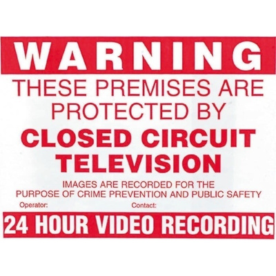 8888 Red PVC CCTV Sign, Warning Closed Circuit Television, English, CCTV, 400 mm x 600mm