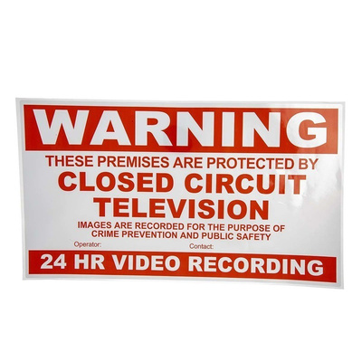8888 Red Vinyl Security Sign, Warning Closed Circuit Television, English, CCTV, 297 mm x 210mm