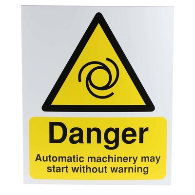 RS PRO Danger Automatic Machinery May Start Without Warning Hazard Warning Sign (English)
