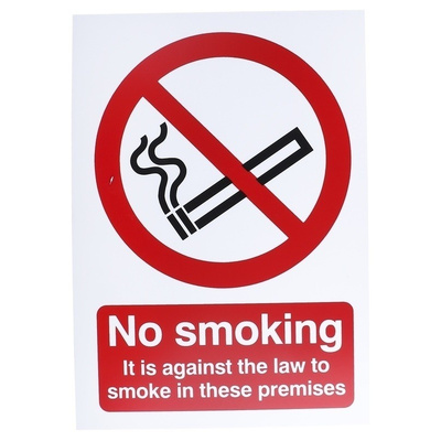PP Rigid Plastic No Smoking Prohibition Sign, No Smoking Aganist Law-Sign, English
