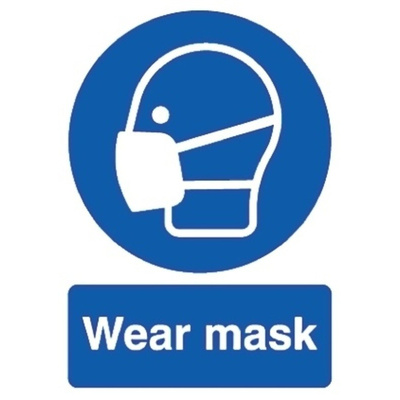 RS PRO PP Rigid Plastic Mandatory Mask Sign With English Text