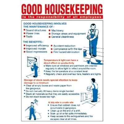RS PRO Good Housekeeping Safety Wall Chart, PP, English, 450 mm, 600mm
