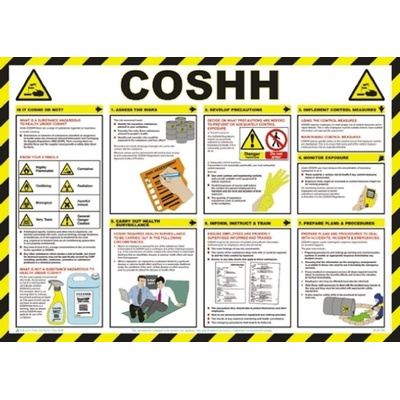 RS PRO COSHH Safety Guidance Safety Poster, Semi Rigid Laminate, English, 420 mm, 590mm